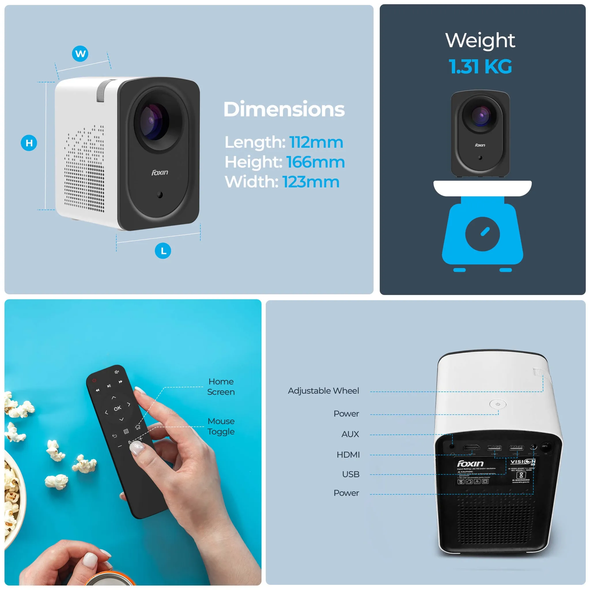 Foxin Projector Vision 500 (USB | HDMI) view 7